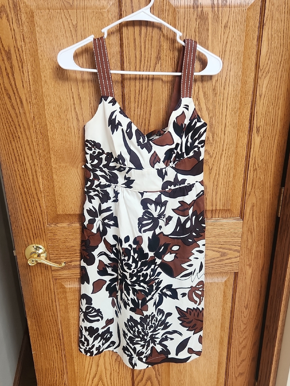 a.n.a Cream Midi Dress with Brown and Black Floral Print